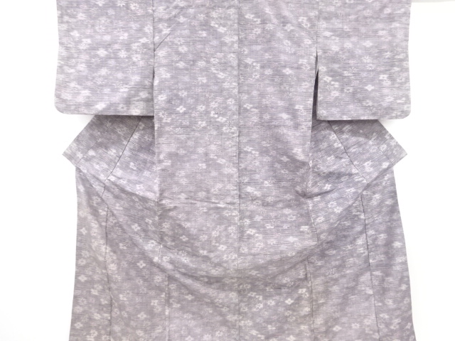 アンティーク　花模様織り出し手織り紬着物